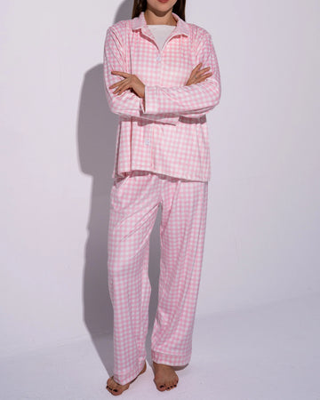 Sweet Checkered Pink Winter PJ Set