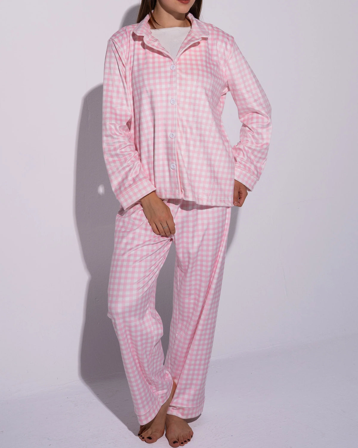 Sweet Checkered Pink Winter PJ Set