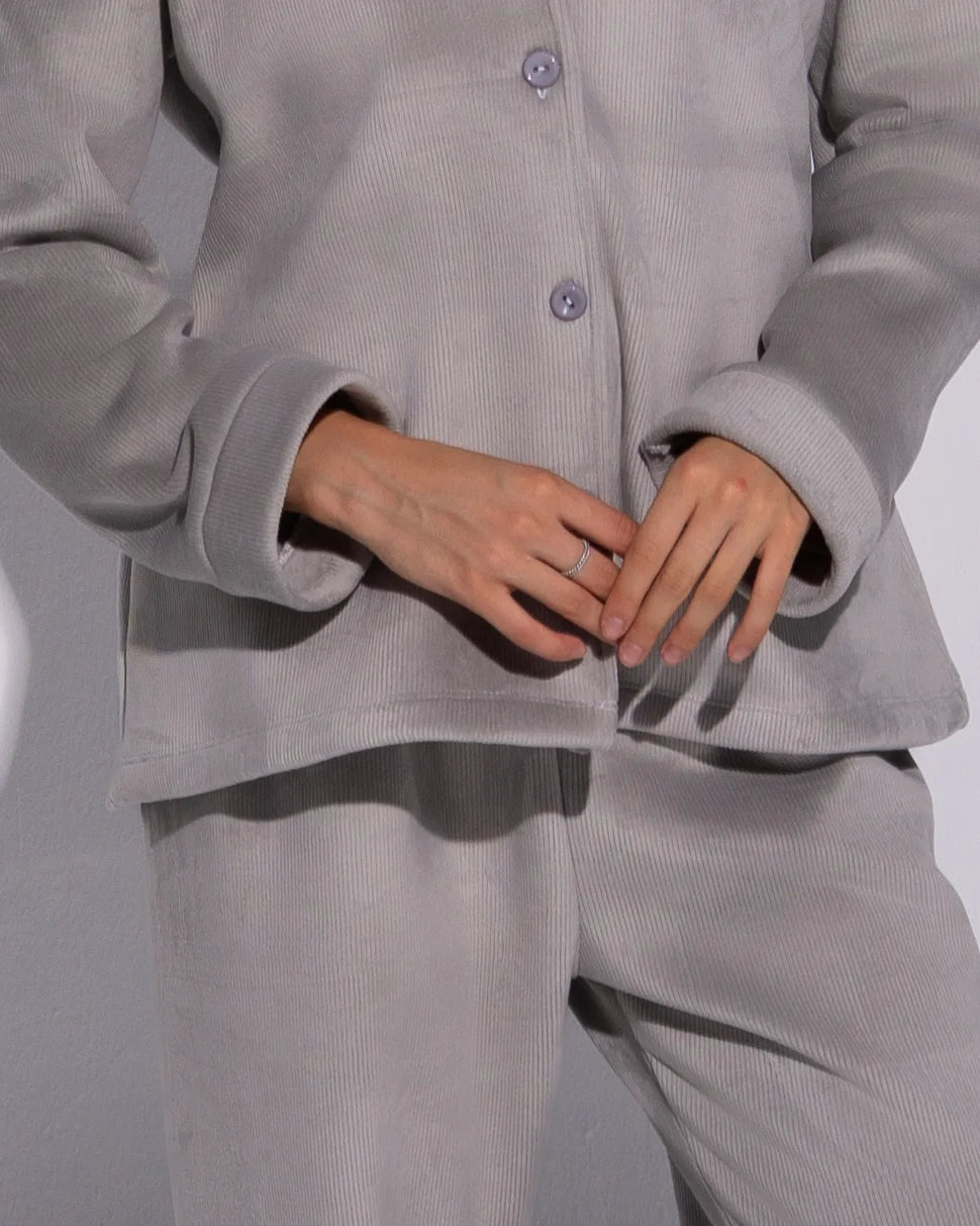 Cozy Silver Grey Fleece PJ Set