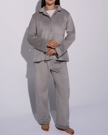 Cozy Silver Grey Fleece PJ Set
