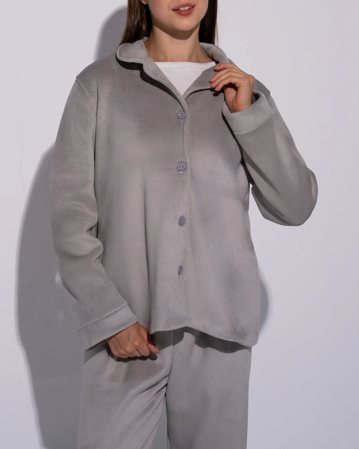 Cozy Silver Grey Fleece PJ Set