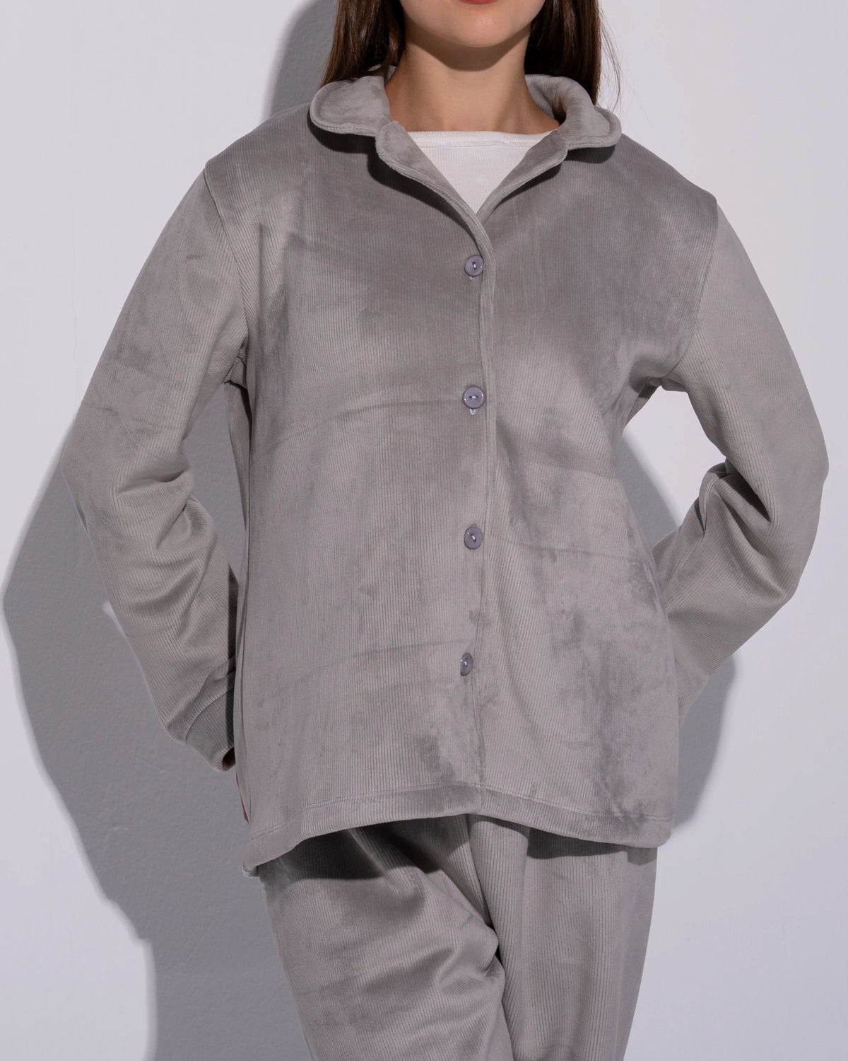 Cozy Silver Grey Fleece PJ Set